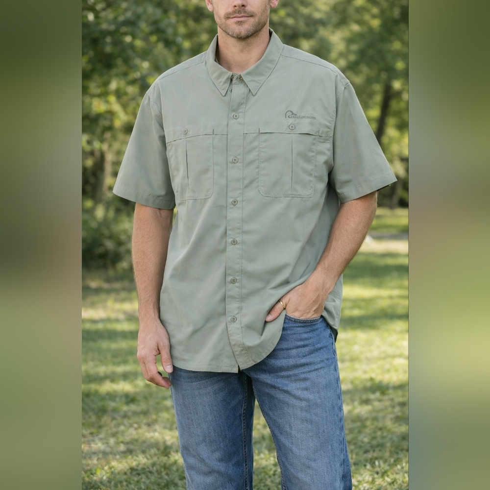 Duck Unlimited  Light Green Button Down Shirt Size XXL